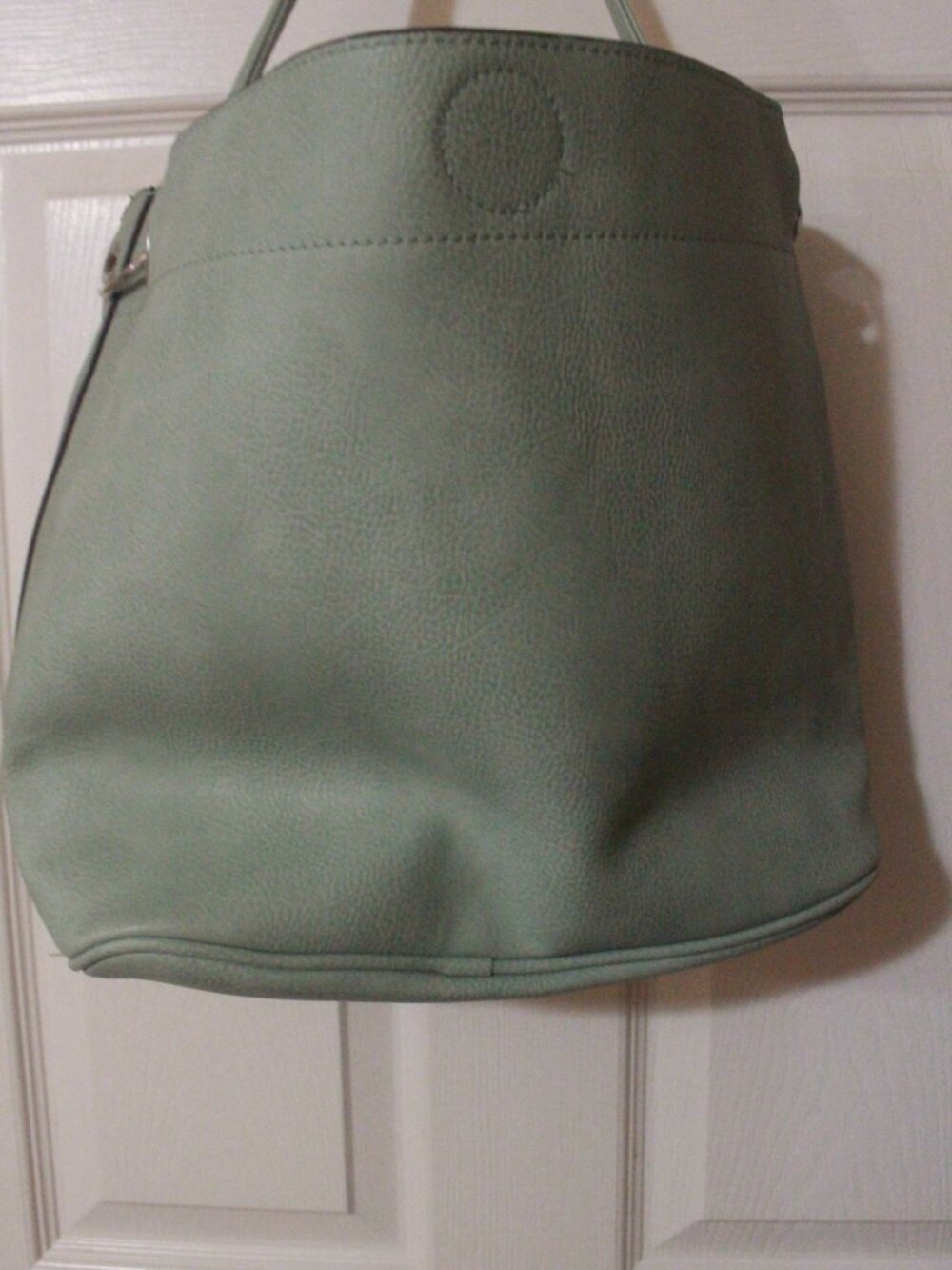 Sage Green Slouchy Shoulder Tote with Metal Ring Details GG